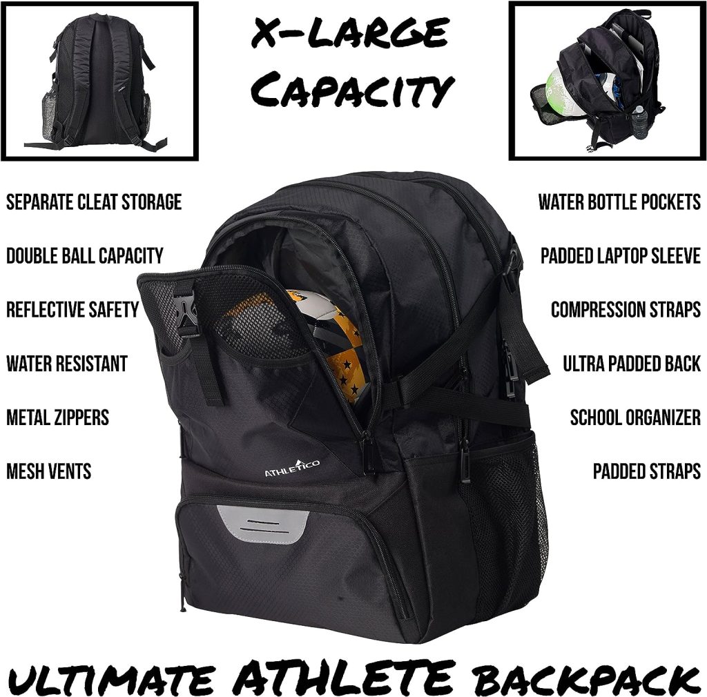 Athletico National Soccer Bag - Backpack for Soccer, Basketball  Football Includes Separate Cleat and Ball Holder