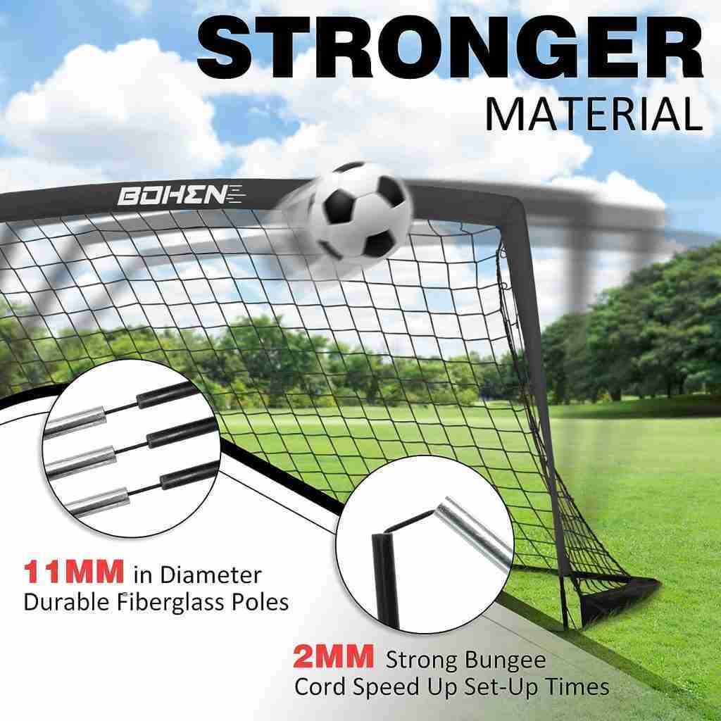 BOHEN 9x5 ft Portable Soccer Goal Net for Backyard with Unique Frame Design, Easy Assembly and Large Size for More Fun Includes Carry Bag, Great for Kids, Teens and Adults