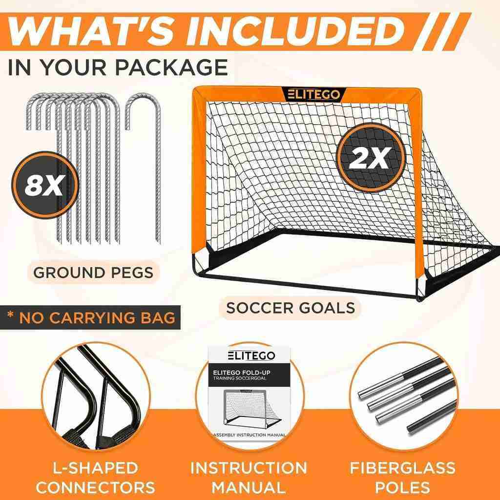 EliteGo Portable Soccer Goal, Pop Up Soccer Goal Net for Backyard, Set of 2