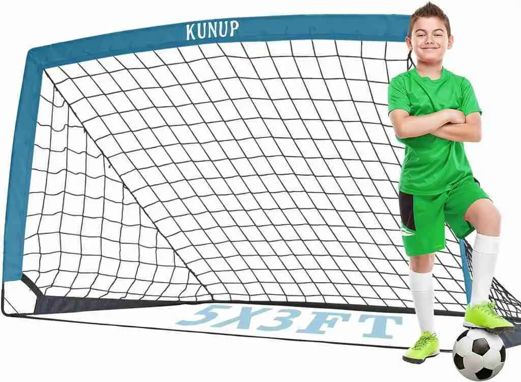 Kunup Kids Soccer Goals for Backyard 5x3FT 6x4FT 9x5FT Large Portable Soccer Nets for Backyard Folding Soccer Goals Practice Nets with Carrying Bag for Outdoor Indoor