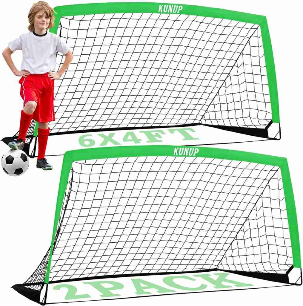 Kunup Kids Soccer Goals for Backyard 5x3FT 6x4FT 9x5FT Large Set of 2 Portable Soccer Nets for Backyard Folding Soccer Goals Practice Nets with Carrying Bag for Outdoor Indoor