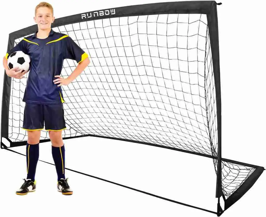 RUNBOW 9x5 ft Portable Kids Soccer Goal for Backyard Adult Junior Large Practice Soccer Net with Carry Bag