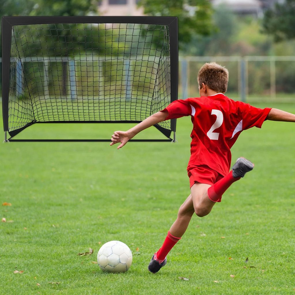 Zantrech Black 2 Pack 4’ x 3’ Size Portable Kid Soccer Goals for Backyard, Indoor and Outdoor Pop Up Soccer Goals